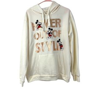 Disney Mickey Mouse Hoodie XL (15–17) Cream Women’s M Pullover Sweatshirt